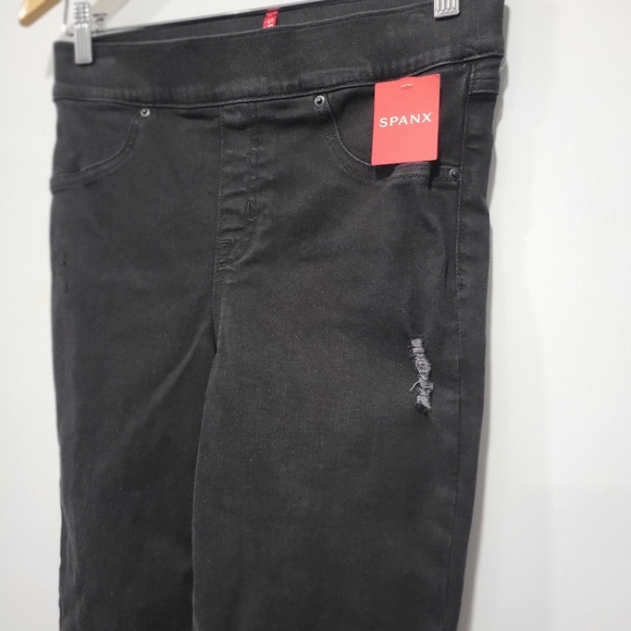 Spanx Women's Vintage Distressed Ankle Skinny Jeans Black Size M - Picture 6 of 13